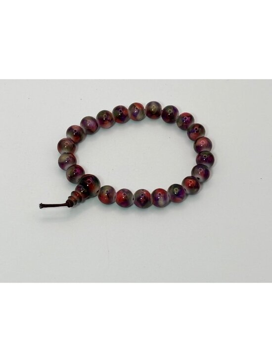 Jewelry - Colorful Frosted Glass Bead Bracelet Purple Stretch Bracelet